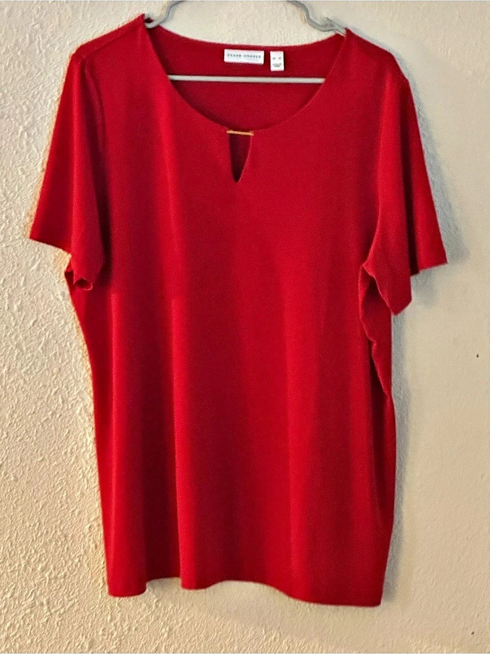 Susan Graver Red Short Sleeve Tunic Size XL Like New